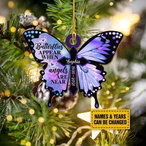 Personalised Christmas Ornament, Butterflies Appear When Angels…