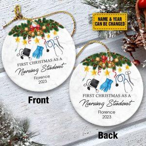 Personalised Christmas Ornament First Christmas As A Nursing Student Ceramic Ornament Christmas Ornaments 2023 2 oftsry.jpg