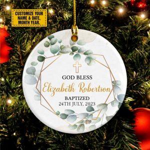 Personalised Christmas Ornament, God Bless You Circle…