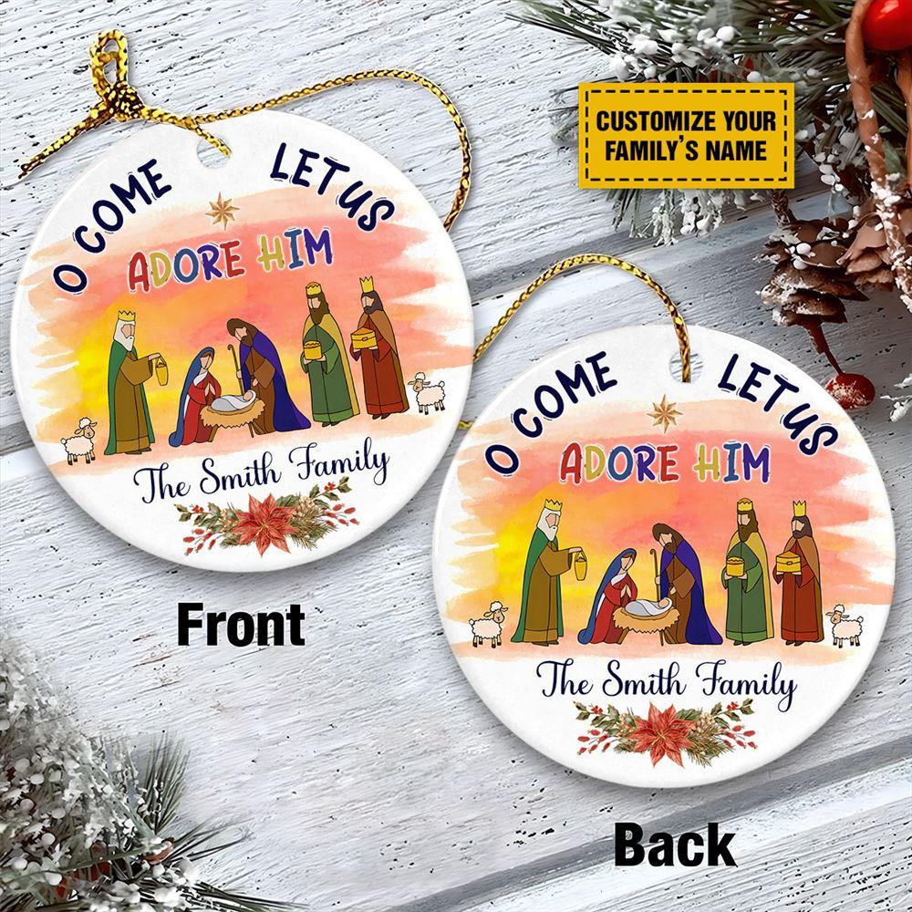 Personalised Christmas Ornament, O Come Let Us Adore Him Jesus Ceramic Ornament Decor, Christmas Ornaments 2023 Personalised Christmas Ornament, O Come Let Us Adore Him Jesus Ceramic Ornament Decor, Christmas Ornaments 2023