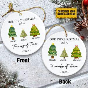 Personalised Christmas Ornament Our 1st Christmas As A Family Of Three Circle Ceramic Ornament Christmas Ornaments 2023 3 bl6l5l.jpg