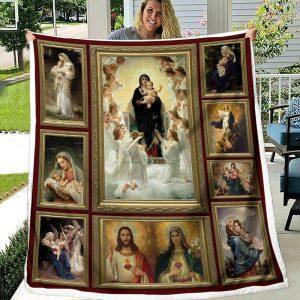 Photo Frame Virgin Queen Mary Christian Quilt Blanket Christian Blanket Gift For Believers 1 ncamu8.jpg