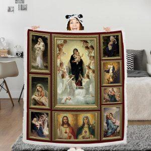 Photo Frame Virgin Queen Mary Christian Quilt Blanket Christian Blanket Gift For Believers 3 abhmfb.jpg