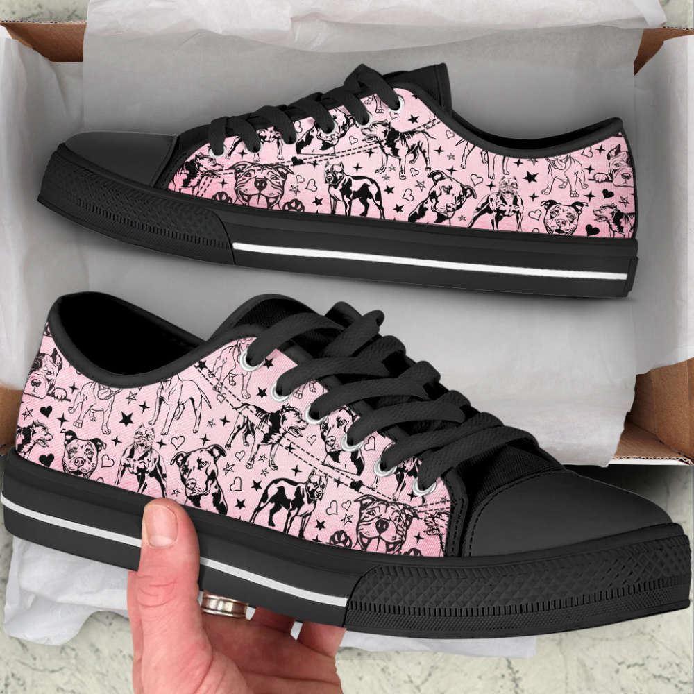 Pit Bull Dog Peeking Pattern Low Top Shoes Canvas Sneakers, Gift For Dog Lover Pit Bull Dog Peeking Pattern Low Top Shoes Canvas Sneakers, Gift For Dog Lover