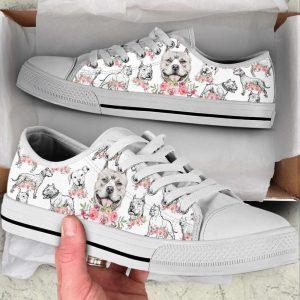 Pitbull Dog Watercolor Flower Low Top Shoes…