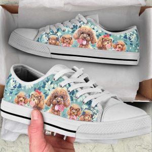 Poodle Dog Flowers Pattern Low Top Shoes…