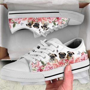 Pug Dog Flower Pink Butterfly Low Top…