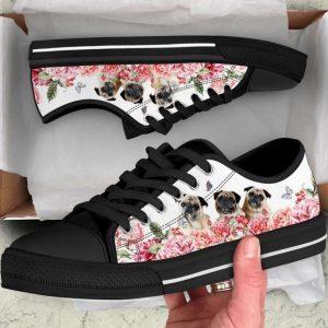 Pug Dog Flower Pink Butterfly Low Top Shoes Canvas Sneakers Gift For Dog Lover 2 w4yauf.jpg