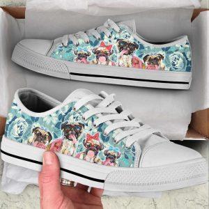 Pug Dog Flowers Low Top Shoes Canvas…