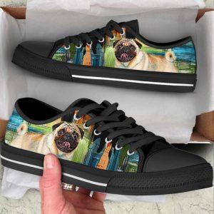 Pug Dog Paint Art Wallpaper Low Top Shoes Canvas Sneakers Gift For Dog Lover 2 p13syn.jpg