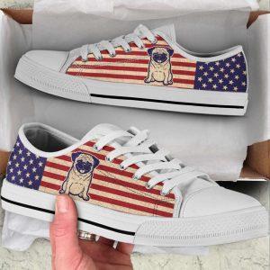 Pug Dog USA Flag Low Top Shoes…