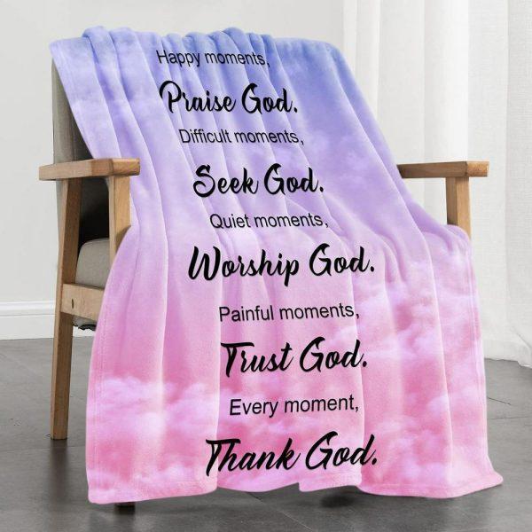 Quiet Moments Worship God Painful Moments Trust God Christian Quilt Blanket, Christian Blanket Gift For Believers