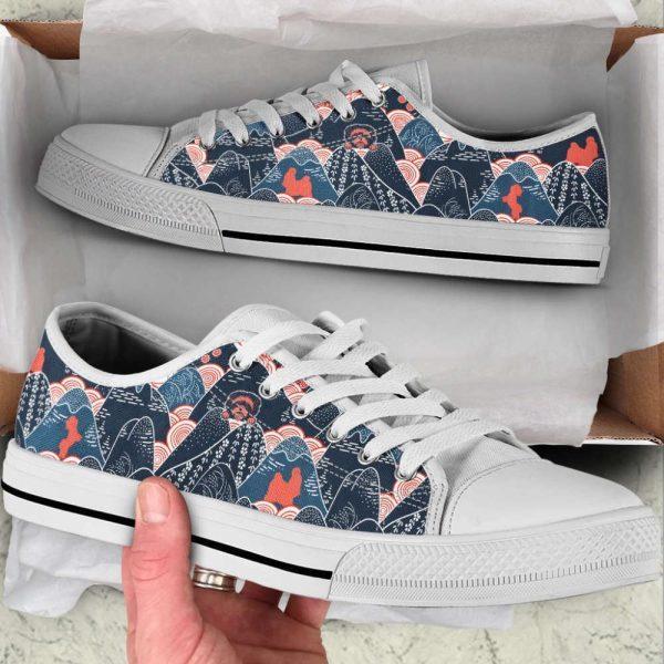 Shih Tzu Dog Oriental Mountains Fabric Pattern Low Top Shoes, Gift For Dog Lover