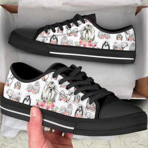 Shihtzu Dog Watercolor Flower Low Top Shoes…