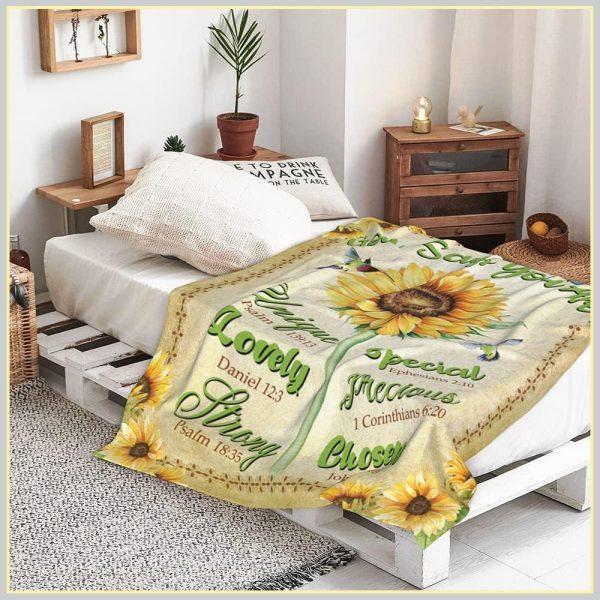 Sunflower And Hummingbird God Says Christian Quilt Blanket, Christian Blanket Gift For Believers