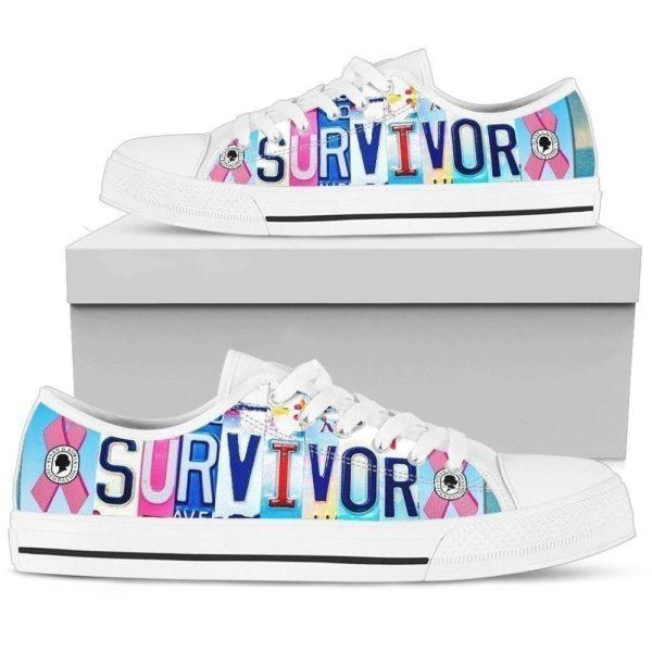 Survivor Breast Cancer Awareness Women’s Sneaker Low Top Shoes, Gift For Survious