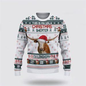 Texas Longhorn Green Merry Christmas Ugly Sweater,…