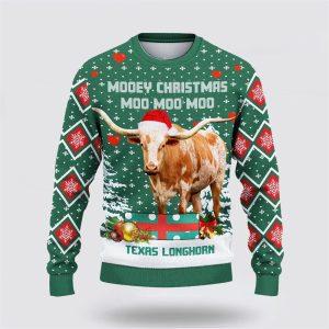 Texas Longhorn Green Merry Christmas Ugly Sweater,…