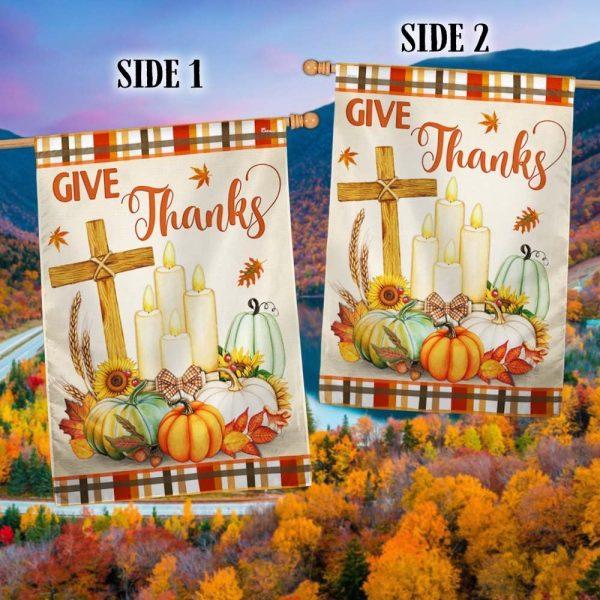 Thanksgiving Fall Flag Give Thanks Jesus Christ Cross Pumpkins Thanksgiving Flag – Thanksgiving Flag Outdoor Decoration