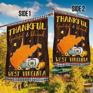 Thanksgiving West Virginia Flag Thankful Grateful And Blessed 2