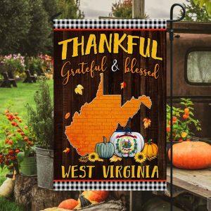Thanksgiving West Virginia Flag Thankful Grateful And Blessed 3