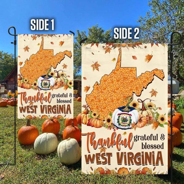 Thanksgiving West Virginia Flag Thankful Grateful And Blessed Halloween Pumpkin Fall Flag – Thanksgiving Flag Outdoor Decoration