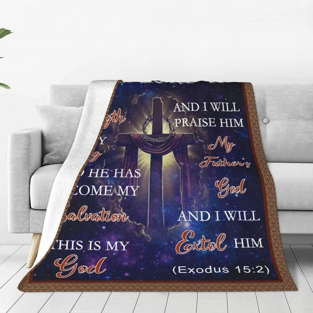 The Lord Is My Strength My Song Christian Quilt Blanket, Christian Blanket Gift For Believers The Lord Is My Strength My Song Christian Quilt Blanket, Christian Blanket Gift For Believers
