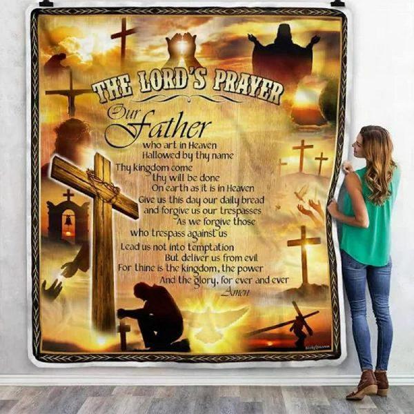 The Lord Prayer Our Father Who Art In Heaven Christian Quilt Blanket, Christian Blanket Gift For Believers