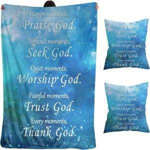 Trust God Thank God Christian Quilt Blanket,…