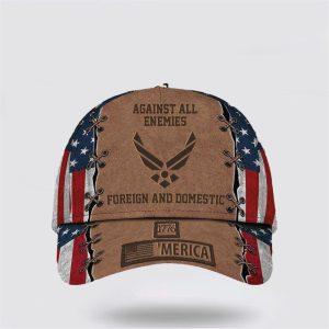 US Air Force Baseball Caps Against All Enemies Foreign And Domestic 1776 Merica, Hats For Veterans Military, Gifts For Military Personnel