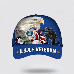 US Air Force Baseball Caps America White Eagle With Kneeling Soldier, Hats For Veterans, Gifts For Military Personnel