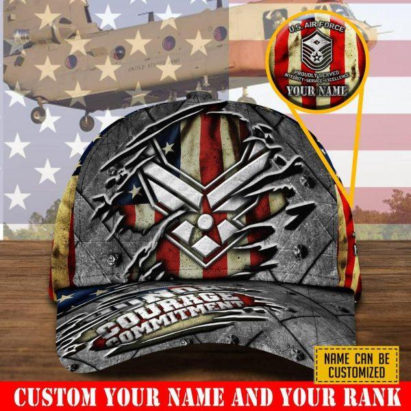 US Air Force Baseball Caps, Custom Air Force Hats, Personalized Name And Rank Veterans, Gifts For Military Personnel