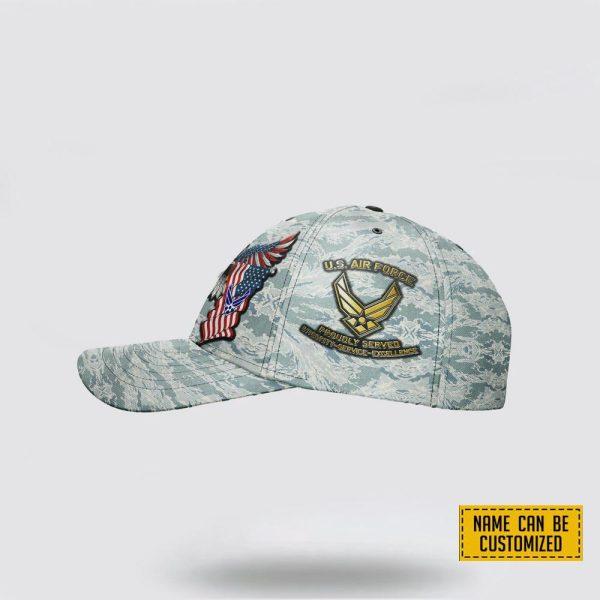 US Air Force Baseball Caps Eagle And Camouflage, Custom Air Force Hats, Personalized Name And Rank Veterans, Gifts For Military Personnel