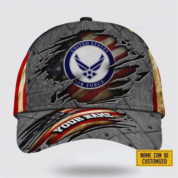 Custom US Air Force Baseball Caps Grey Camo Classic, Personalized Name Rank Air Force Cap, Gifts For Military Personnel