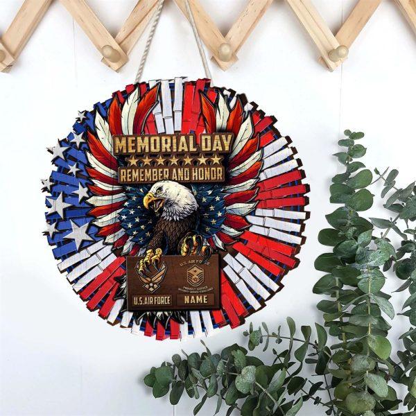 US Air Force Military Wood Sign Memorial Day Gifts, Custom Your Name And Rank Air Force, Gift For Military Personnel