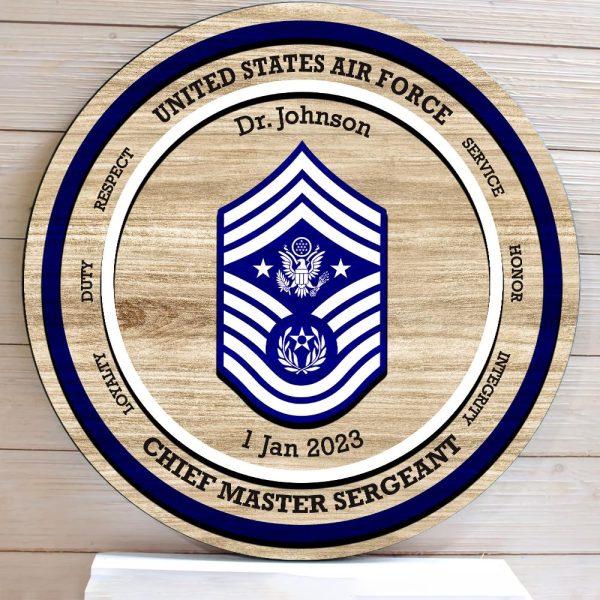 US Air Force Wood Sign United States Air Force Chief Master Sergeant, Personalized Name And Rank Year Veterans, Gifts For Military Personnel