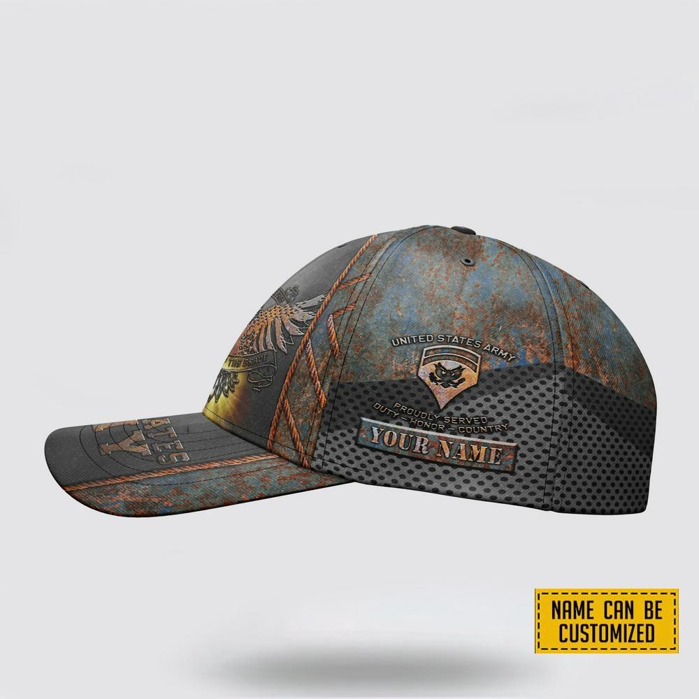 US Army Baseball Caps  Land Of The Free, Custom Army Hats, Personalized Name And Rank Veterans,Cap For Military