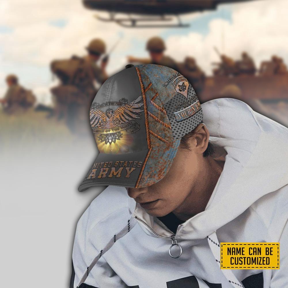 US Army Baseball Caps  Land Of The Free, Custom Army Hats, Personalized Name And Rank Veterans,Cap For Military