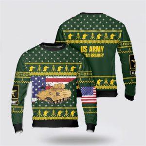 US Army M2A3 Bradley Christmas Ugly Sweater 3D, Christmas Gift For Military Personnel