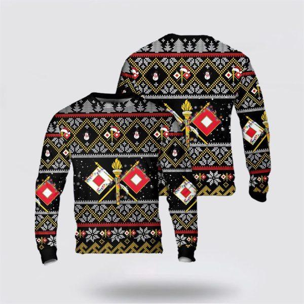 US Army Signal Corps Branch Badge Christmas AOP Sweater, Christmas Gift For Military Personnel