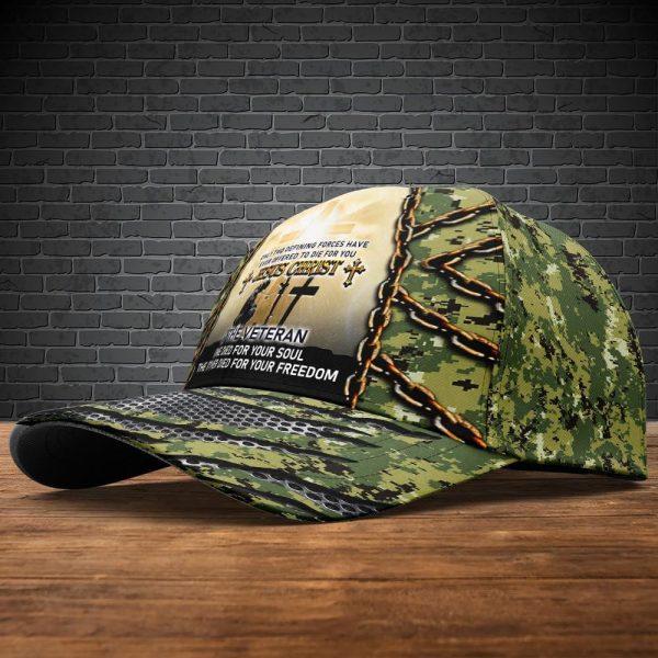 US Army Veteran Jesus Christ And Veterans Camo Classic Baseball Cap, For Veterans, Gifts For Military Personnel