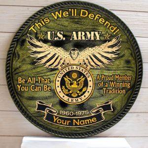 US Army Wood Sign Green A Proud Member Of A Winning Tradition, Personalized Name And Year Army, Gifts For Military Personnel