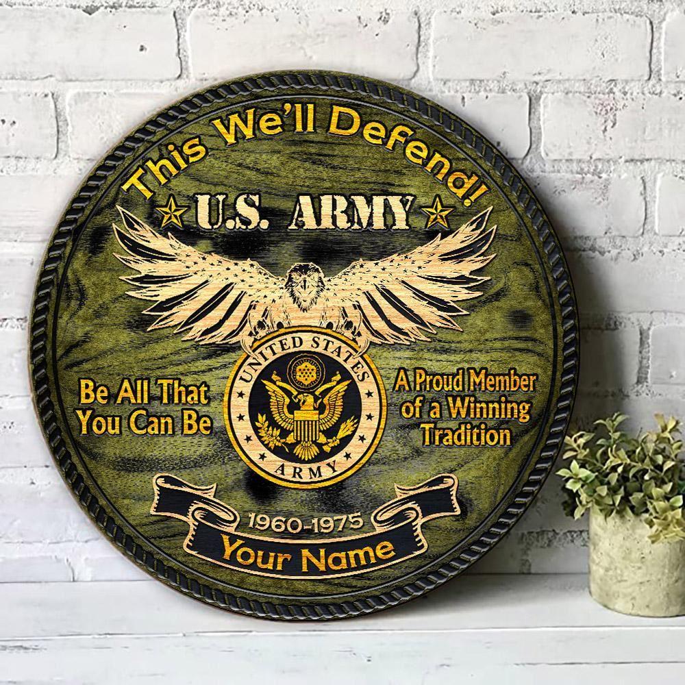 US Army Wood Sign Green A Proud Member Of A Winning Tradition, Personalized Name And Year Army, Gifts For Military Personnel