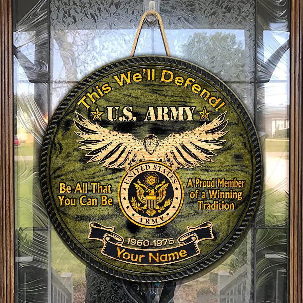 US Army Wood Sign Green A Proud Member Of A Winning Tradition, Personalized Name And Year Army, Gifts For Military Personnel