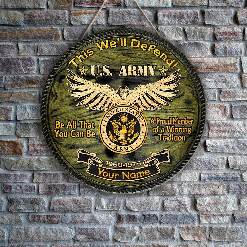US Army Wood Sign Green A Proud Member Of A Winning Tradition, Personalized Name And Year Army, Gifts For Military Personnel