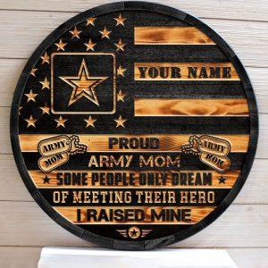 US Army Wood Sign Proud Army Mom, Personalized Your Name Veterans, Gifts For Military Personnel