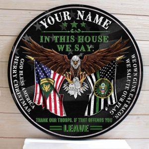 US Army Wood Sign Thank Our Troops If That Offends You, Personalized Name And Rank Veterans, Gifts For Military Personnel