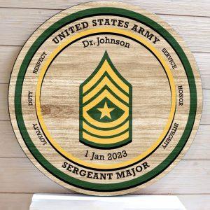 US Army Wood Sign United States Army Sergeant Major, Personalized Name And Rank Year Veterans, Gifts For Military Personnel