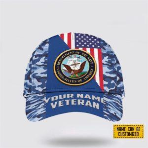 US Navy Baseball Caps Department Of The Navy Blue Veterans, Personalized Name Navy Hats, Gifts For Military Personnel