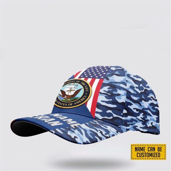 US Navy Baseball Caps Department Of The Navy Blue Veterans, Personalized Name Navy Hats, Gifts For Military Personnel